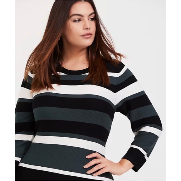 TORRID Green White Black Midi Sweater Dress - Picture 3 of 7